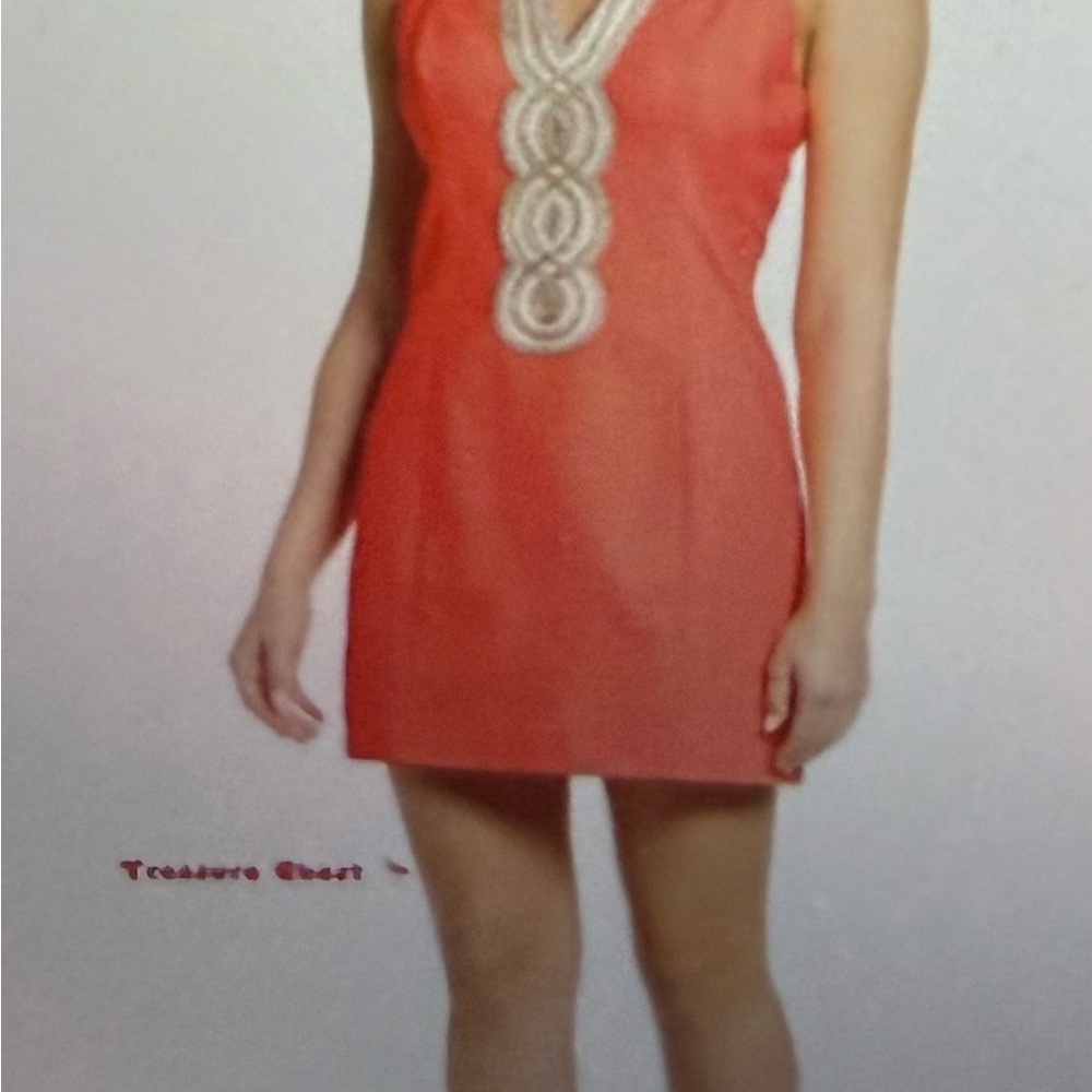 Lilly Pulitzer Elegant Coral Dress with‎ Embellished Neckline, NWTs size 8 - Picture 4 of 8